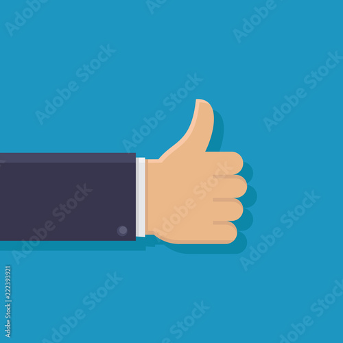 Thumb up vector flat, icon like flat design vector illustration