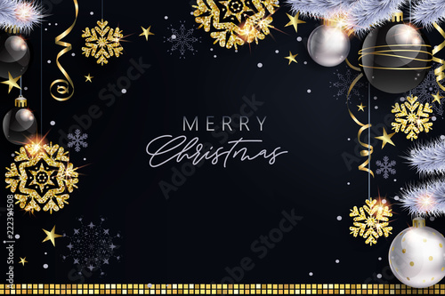 Glam Christmas with black and white balls 
