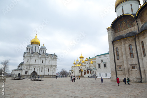 The Cathedral of the Dormition is the largest church in the Moscow Kremlin, Russia
