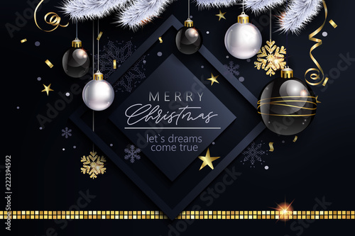 Glam Christmas with black and white balls 
