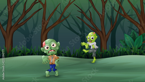 Zombie cartoon spooky in the halloween day