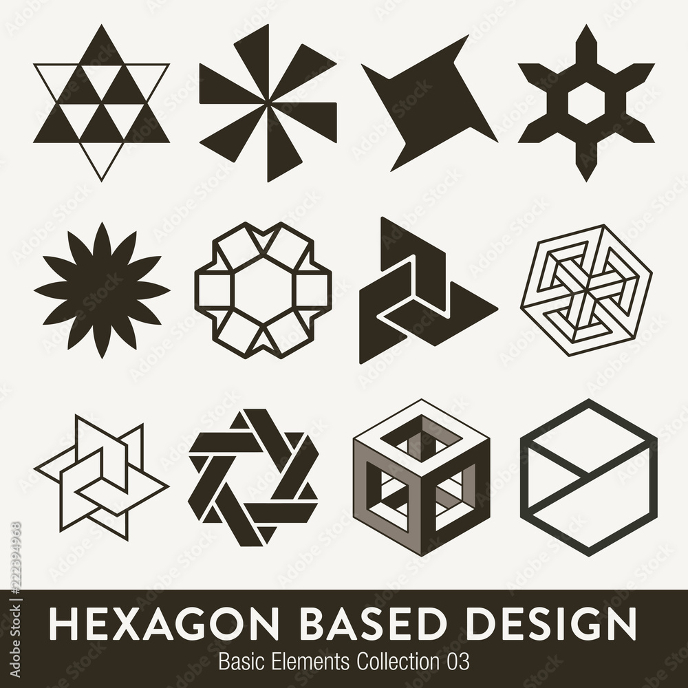 Basic design collection: hexagon based elments Basic design collection: hexagon based elments