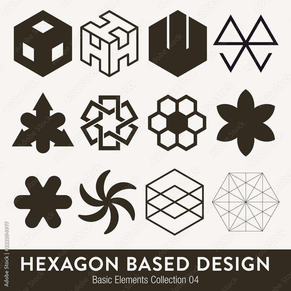 Basic design collection: hexagon based elments Basic design collection: hexagon based elments