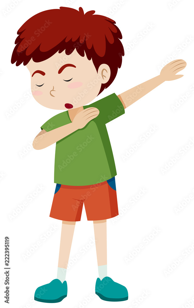 Young boy dabbing white background Young boy dabbing white background