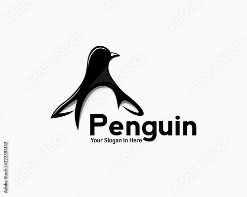 penguin art logo, happy penguin cartoon art logo