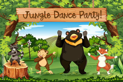 Animals jungle dance party