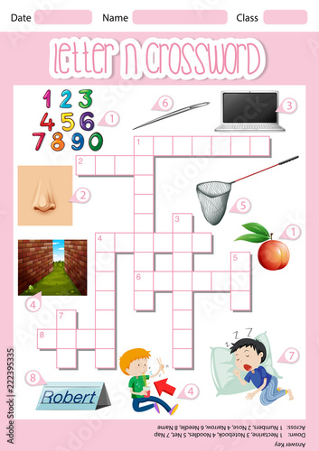Letter N crossword concept