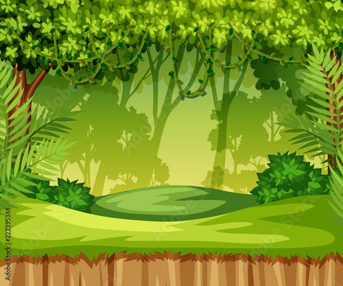 Green jungle landscape scene
