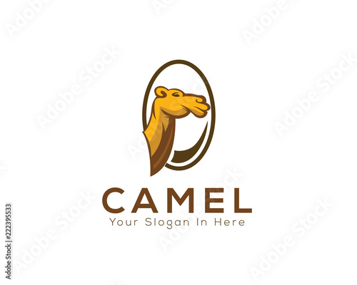 Head camel art logo in circle
