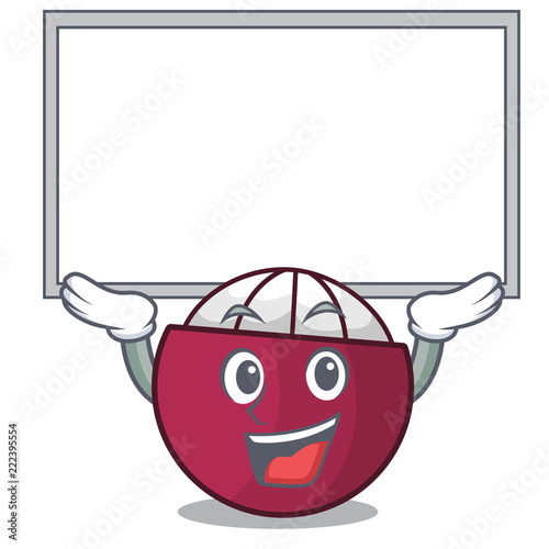 Up board character tropical mangosteen isolated on cartoon