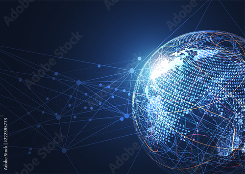 Global network connection. World map point and line composition concept of global business. Vector Illustration