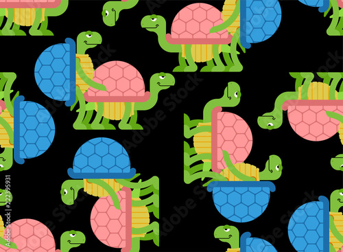 Turtle sex pattern seamless. Tortoise intercourse background. Reptile ornament. Animal reproduction texture