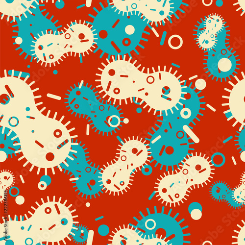 Virus bacterium pattern seamless. microbe background. Pathogenic infection Cell disease. vector ornament