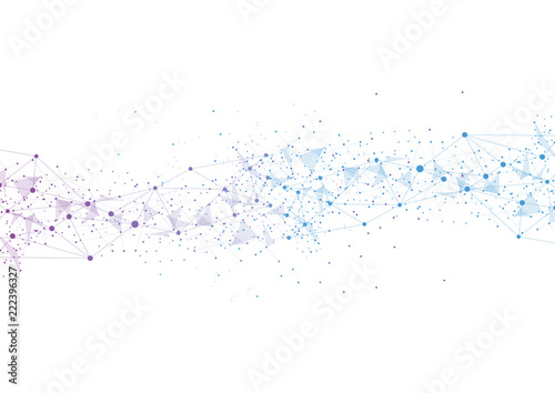Structure molecule and communication. Abstract polygonal background with connected dots and lines. Minimalistic geometric pattern. Science, Medicine, technology. Vector illustration
