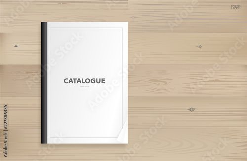 Book binder with empty cover for background on wood. Vector.