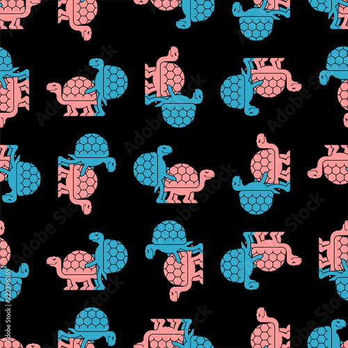 Turtle sex pattern seamless. Tortoise intercourse background. Reptile ornament. Animal reproduction texture