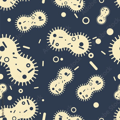 Virus bacterium pattern seamless. microbe background. Pathogenic infection Cell disease. vector ornament