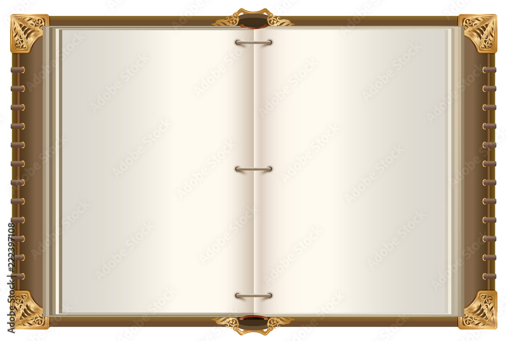 Naklejka premium Template retro open magic book with empty pages