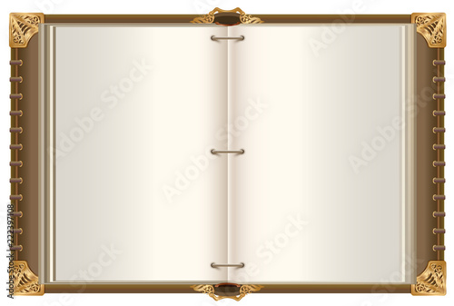 Template retro open magic book with empty pages
