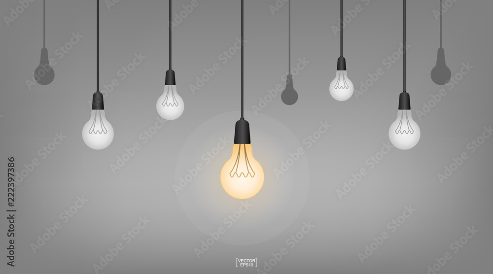 Abstract light bulb hanging ceiling lamp for interior decoration idea.  Vector. Stock Vector | Adobe Stock