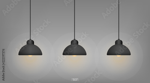 Abstract light bulb hanging ceiling lamp for interior decoration idea. Vector.