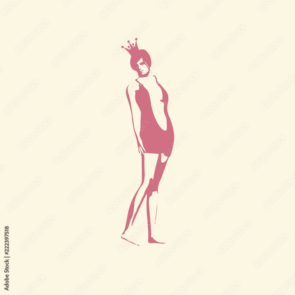 Beautiful sexy fitness girl. Pretty woman wearing short evening dress and crown. Front view. Beautiful sexy fitness girl. Pretty woman wearing short evening dress and crown. Front view.