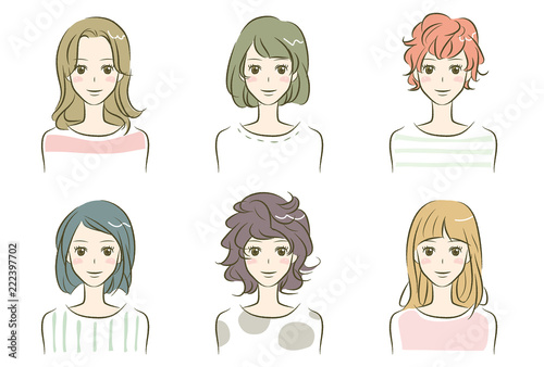 女性のヘアスタイルアレンジのイラスト
