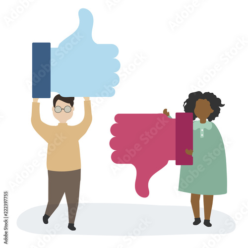 People with thumbs up symbol