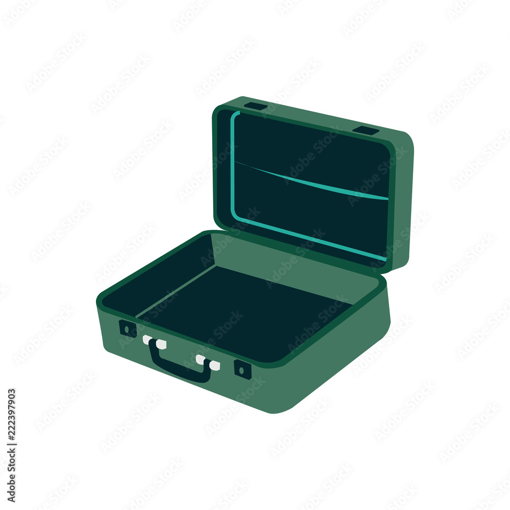 Green briefcase isolated in white illustration Green briefcase isolated in white illustration