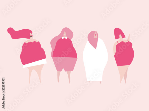 Happy plus size women vector