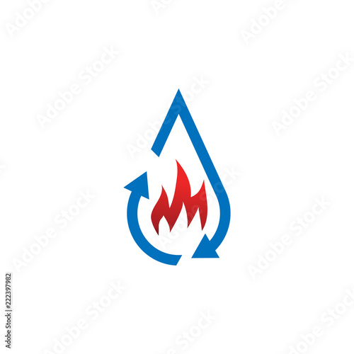 Water drop restoration from buning logo template photo