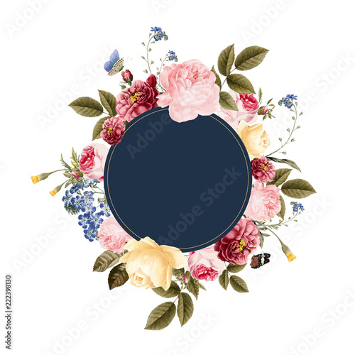 Blank floral frame card illustration
