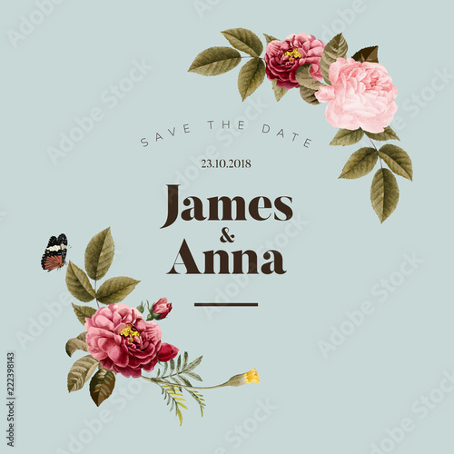 Wedding invitation floral card illustration