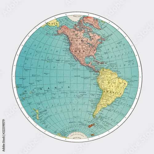 Western Hemisphere, World Atlas by Rand, McNally and Co. (1908) Digitally enhanced by rawpixel.