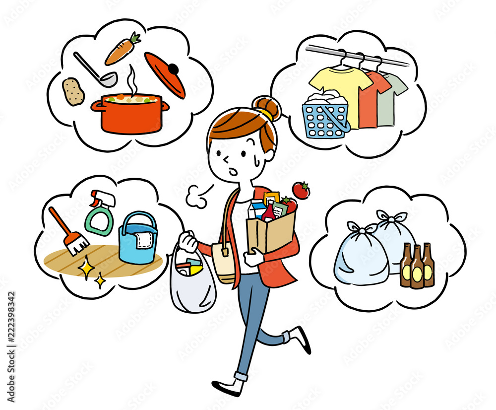 イラスト素材 家事に追われる主婦 Stock Vector Adobe Stock