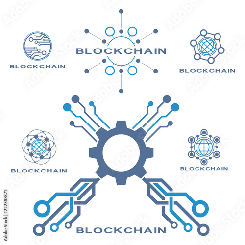 Set of concept logo template blockchain. Abstract crypto currency sign.