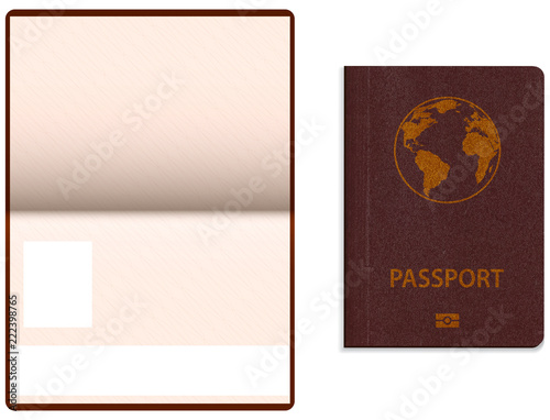 Vector illustration of realistic international passport on white background