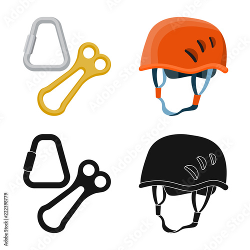 Vector illustration of mountaineering and peak sign. Collection of mountaineering and camp vector icon for stock.