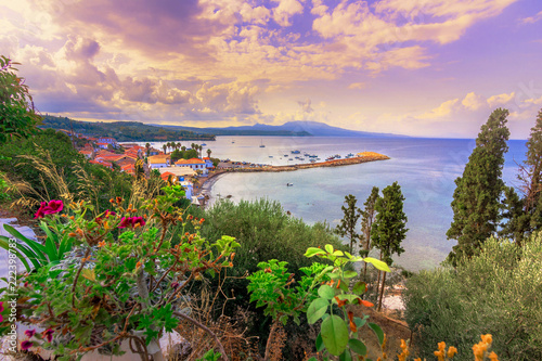 Fototapeta Naklejka Na Ścianę i Meble -  View of traditional fishing village of Koroni, Greece and its small harbour