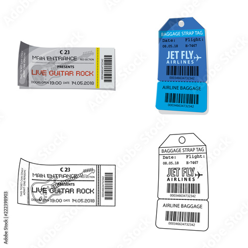 Vector design of ticket and admission icon. Set of ticket and event vector icon for stock. photo