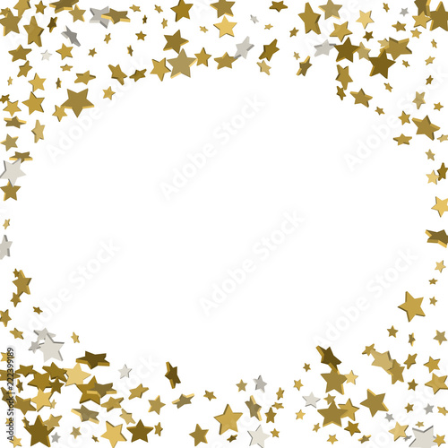 stars confetti, Frame of yellow shiny little stars , isolated on white background