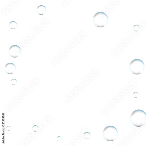 Underwater fizzing air bubbles on white background. Fizzy sparkles in water, sea, aquarium, ocean. Effervescent drink. Undersea vector texture.