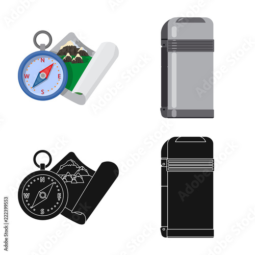 Vector illustration of mountaineering and peak sign. Collection of mountaineering and camp stock symbol for web.