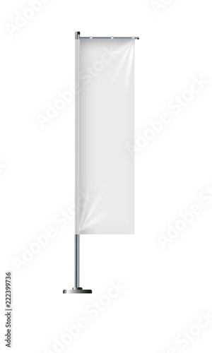 Flag mockup. Banner flag templates. Set of vector advertising flags. Black and white blank vertical flags.