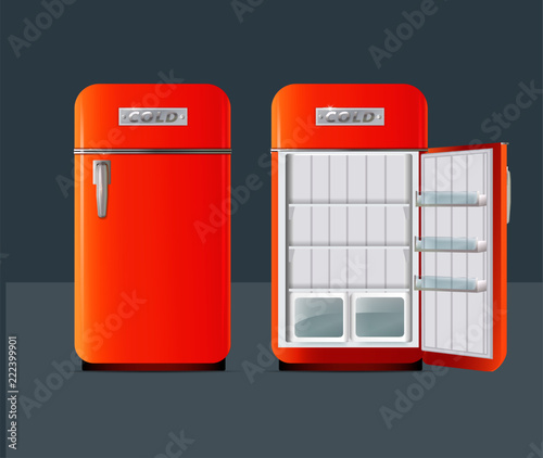 Retro fridge. vector illusttration.