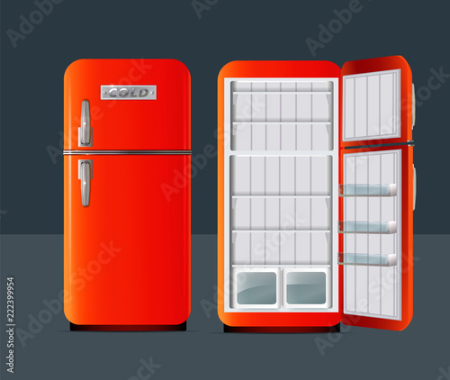 Retro fridge. vector illusttration.