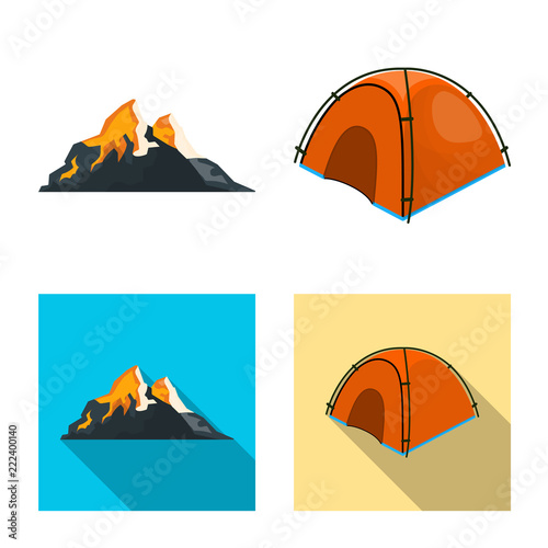 Vector design of mountaineering and peak sign. Collection of mountaineering and camp vector icon for stock.
