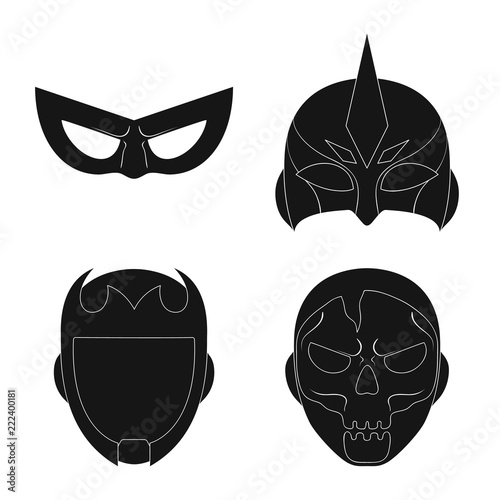 Vector design of hero and mask sign. Set of hero and superhero stock symbol for web.
