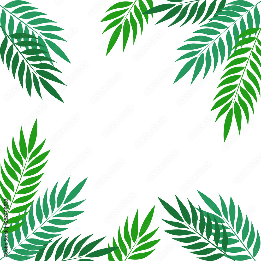 南国風な緑の葉の文字スペース付フレーム