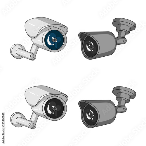 Vector illustration of cctv and camera symbol. Set of cctv and system vector icon for stock.